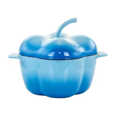 MegaChef 3 Quart Pepper Shape Enameled Cast Iron Casserole