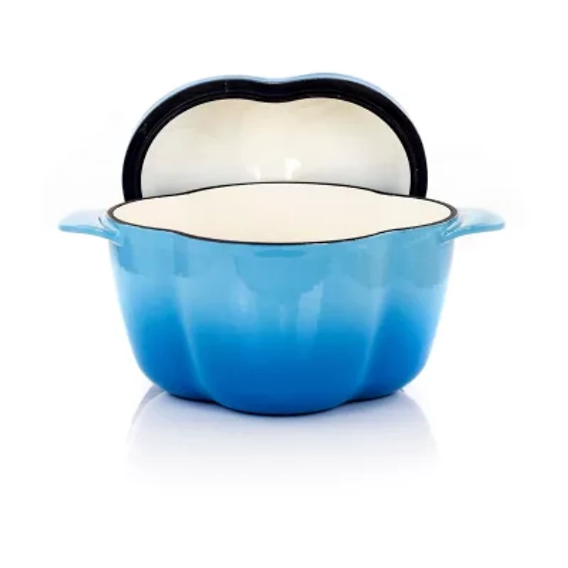 MegaChef 3 Quart Pepper Shape Enameled Cast Iron Casserole