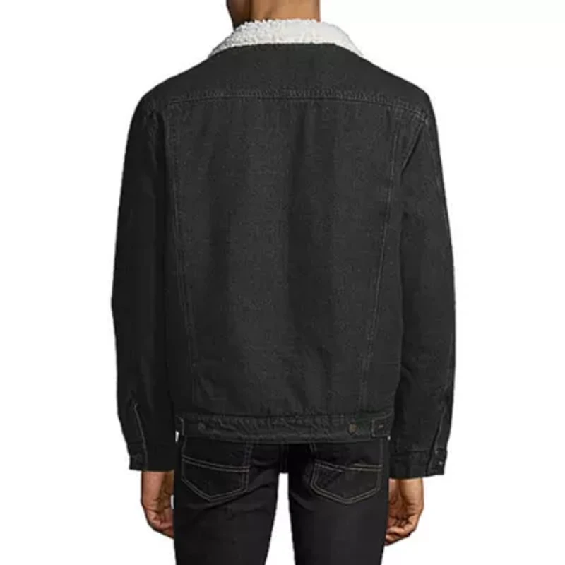 Vintage Leather Mens Denim Midweight Jacket