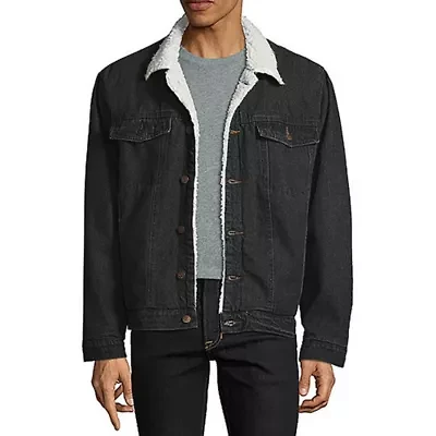 Vintage Leather Mens Denim Midweight Jacket