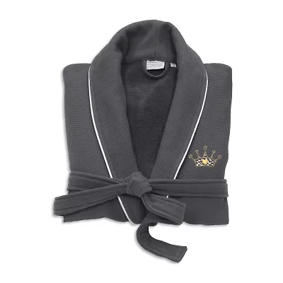 Linum Home Textiles Embroidered Cheetah Crown Waffle Terry Bathrobe Unisex Adult Long Sleeve Length Robe