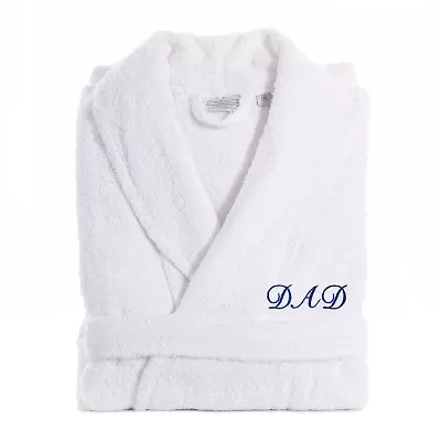 Linum Home Textiles Embroidered Dad Terry Bathrobe Unisex Adult Cloth Long Sleeve Length Robe