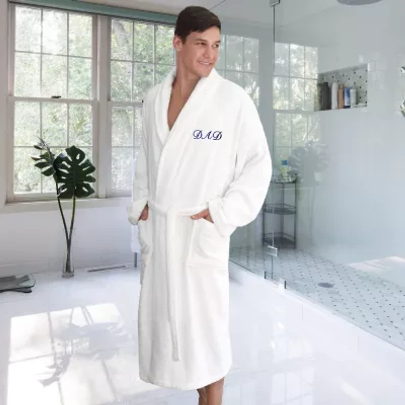 Linum Home Textiles Embroidered Dad Terry Bathrobe Unisex Adult Cloth Long Sleeve Length Robe