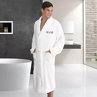 Linum Home Textiles Embroidered Dad Terry Bathrobe Unisex Adult Cloth Long Sleeve Length Robe