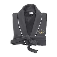 Linum Home Textiles Embroidered Cheetah Crown Waffle Terry Bathrobe Unisex Adult Long Sleeve Length Robe