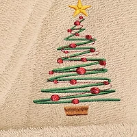 Linum Home Textiles Embroidered Christmas Tree Terry Bathrobe Unisex Adult Cloth Long Sleeve Length Robe