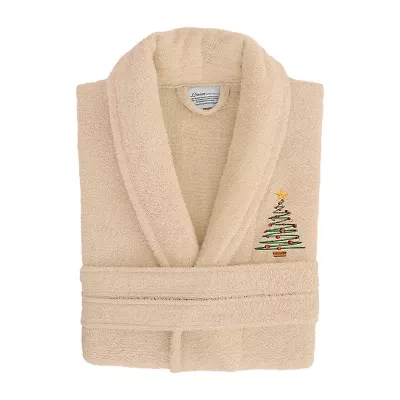 Linum Home Textiles Embroidered Christmas Tree Terry Bathrobe Unisex Adult Cloth Long Sleeve Length Robe