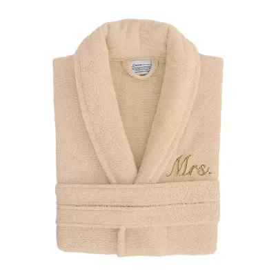 Linum Home Textiles Embroidered Mrs Terry Bathrobe Unisex Adult Cloth Long Sleeve Length Robe