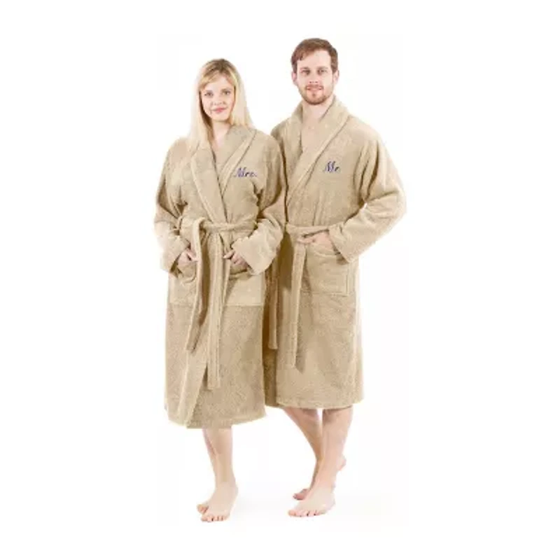Linum Home Textiles Embroidered Mr Terry Bathrobe Unisex Adult Cloth Long Sleeve Length Robe