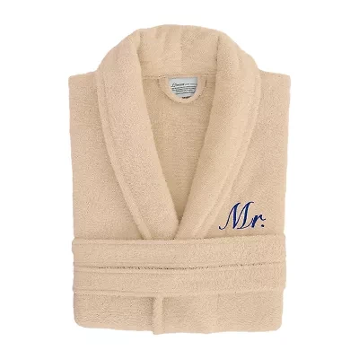 Linum Home Textiles Embroidered Mr Terry Bathrobe Unisex Adult Cloth Long Sleeve Length Robe