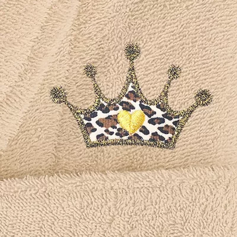 Linum Home Textiles Embroidered Cheetah Crown Terry Bathrobe Unisex Adult Cloth Long Sleeve Length Robe