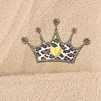 Linum Home Textiles Embroidered Cheetah Crown Terry Bathrobe Unisex Adult Cloth Long Sleeve Length Robe