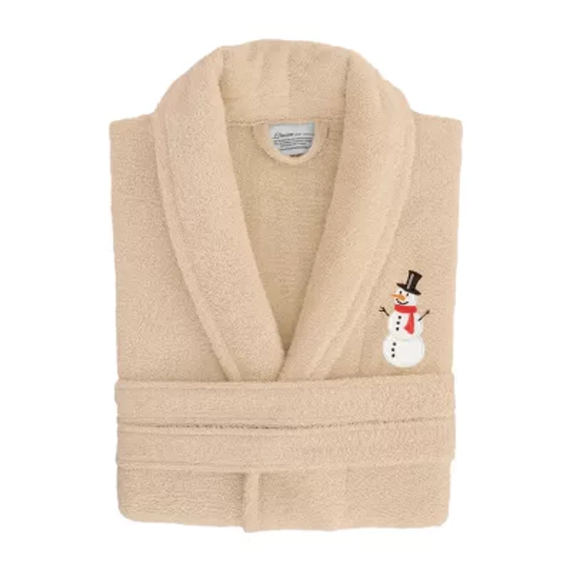 Linum Home Textiles Embroidered Snowman Terry Bathrobe Unisex Adult Cloth Long Sleeve Length Robe