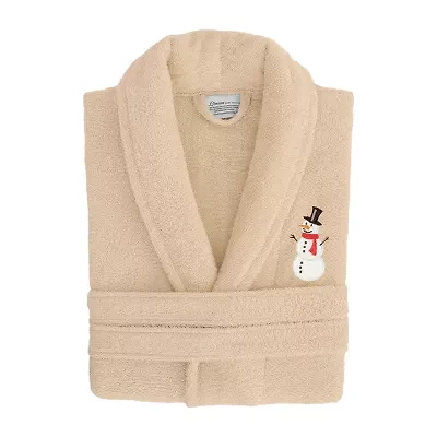 Linum Home Textiles Embroidered Snowman Terry Bathrobe Unisex Adult Cloth Long Sleeve Length Robe