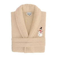 Linum Home Textiles Embroidered Snowman Terry Bathrobe Unisex Adult Cloth Long Sleeve Length Robe