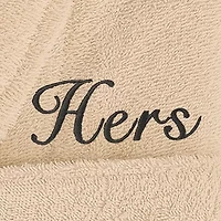 Linum Home Textiles Embroidered Hers Terry Bathrobe Unisex Adult Cloth Long Sleeve Length Robe