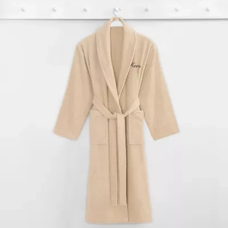 Linum Home Textiles Embroidered Hers Terry Bathrobe Unisex Adult Cloth Long Sleeve Length Robe