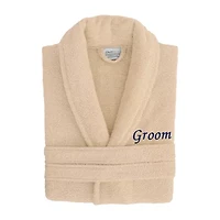 Linum Home Textiles Embroidered Groom Terry Bathrobe Unisex Adult Cloth Long Sleeve Length Robe