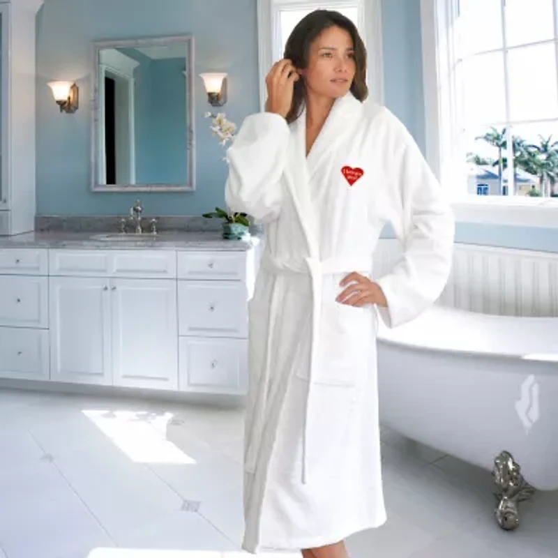 Linum Home Textiles Embroidered I Love You Mom Terry Bathrobe Unisex Adult Cloth Long Sleeve Length Robe