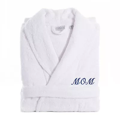 Linum Home Textiles Embroidered Mom Terry Bathrobe Unisex Adult Cloth Long Sleeve Length Robe