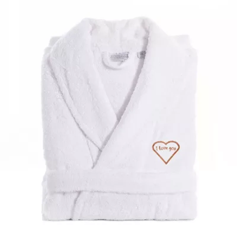 Linum Home Textiles Embroidered I Love You Terry Bathrobe Unisex Adult Cloth Long Sleeve Length Robe