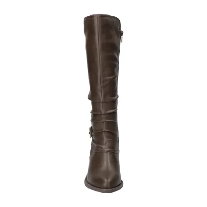 Easy Street Womens Tenille Plus Wide Calf Stacked Heel Riding Boots