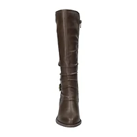Easy Street Womens Tenille Plus Wide Calf Stacked Heel Riding Boots