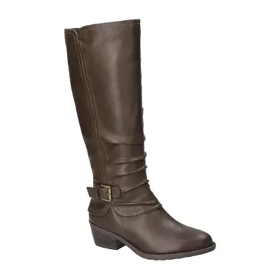 Easy Street Womens Tenille Plus Wide Calf Stacked Heel Riding Boots