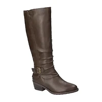 Easy Street Womens Tenille Plus Wide Calf Stacked Heel Riding Boots