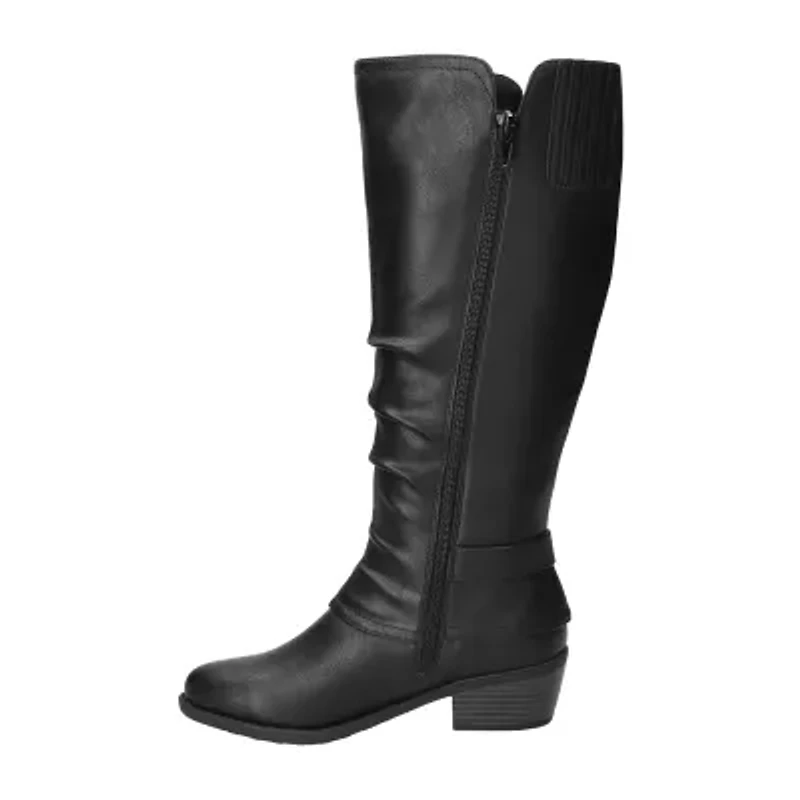 Easy Street Womens Tenille Plus Wide Calf Block Heel Riding Boots