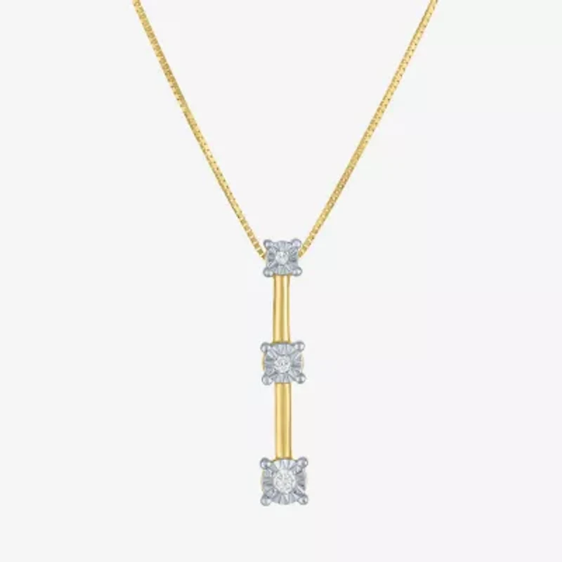 Womens Genuine White Diamond Accent 10K or Yellow Gold Pendant Necklace