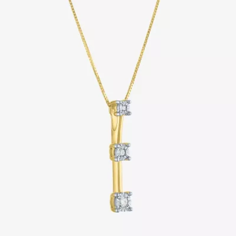 Diamond Accent G-H / Si2-I1 Womens Diamond Accent Lab Grown White Diamond Accent 10K Gold 18 Inch Pendant Necklace