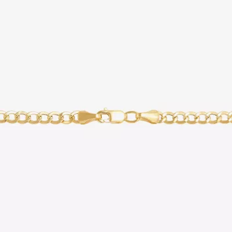 Bonded Brilliance Womens 14K Gold Over Silver 7.5 Inch Hollow Link Chain Bracelet
