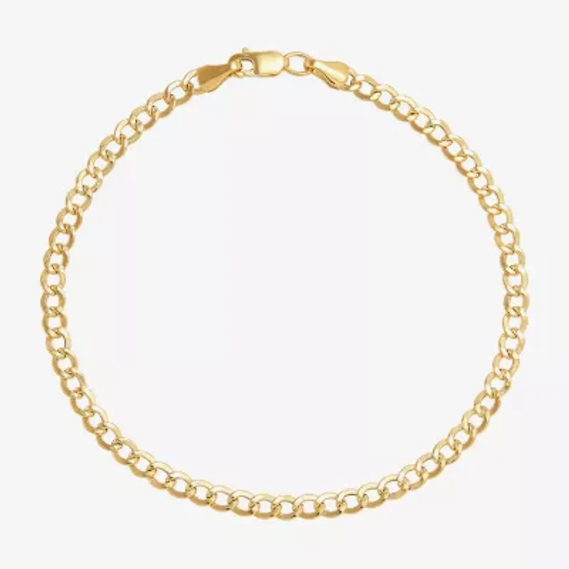 Bonded Brilliance Womens 14K Gold Over Silver 7.5 Inch Hollow Link Chain Bracelet