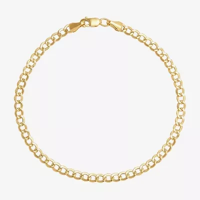 Bonded Brilliance Womens 14K Gold Over Silver 7.5 Inch Hollow Link Chain Bracelet