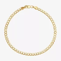 Bonded Brilliance Womens 14K Gold Over Silver 7.5 Inch Hollow Link Chain Bracelet