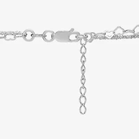 Made in Italy Womens Sterling Silver 10 Inch Solid Link Ankle Bracelet