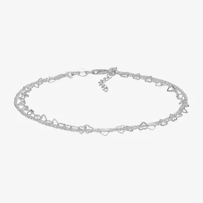 Made in Italy Womens Sterling Silver 10 Inch Solid Link Ankle Bracelet