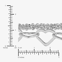 Made in Italy Womens Sterling Silver 10 Inch Solid Link Ankle Bracelet