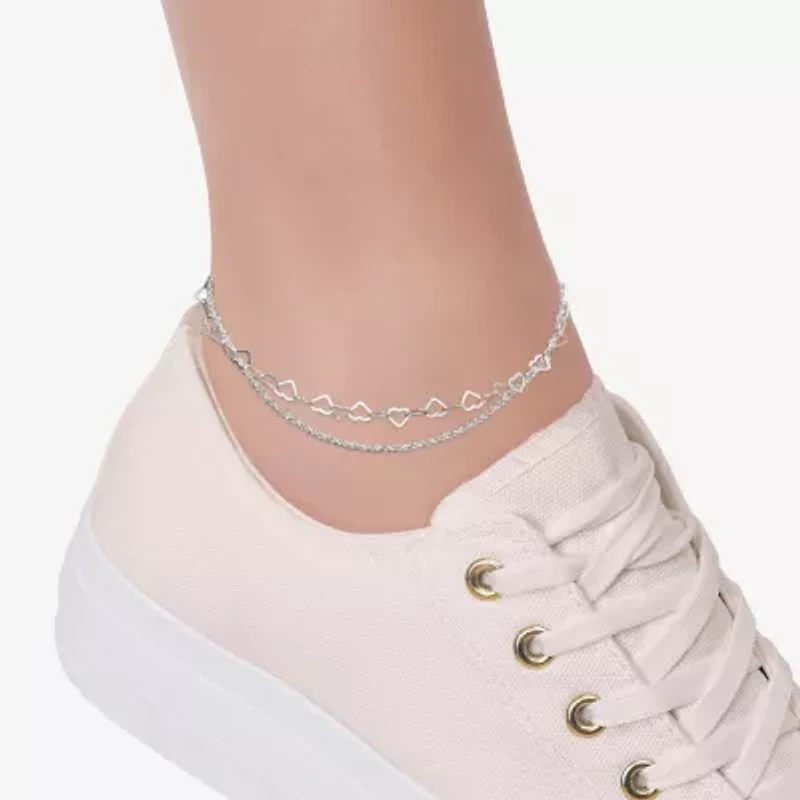 Made in Italy Womens Sterling Silver 10 Inch Solid Link Ankle Bracelet