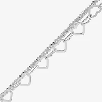 Made in Italy Womens Sterling Silver 10 Inch Solid Link Ankle Bracelet