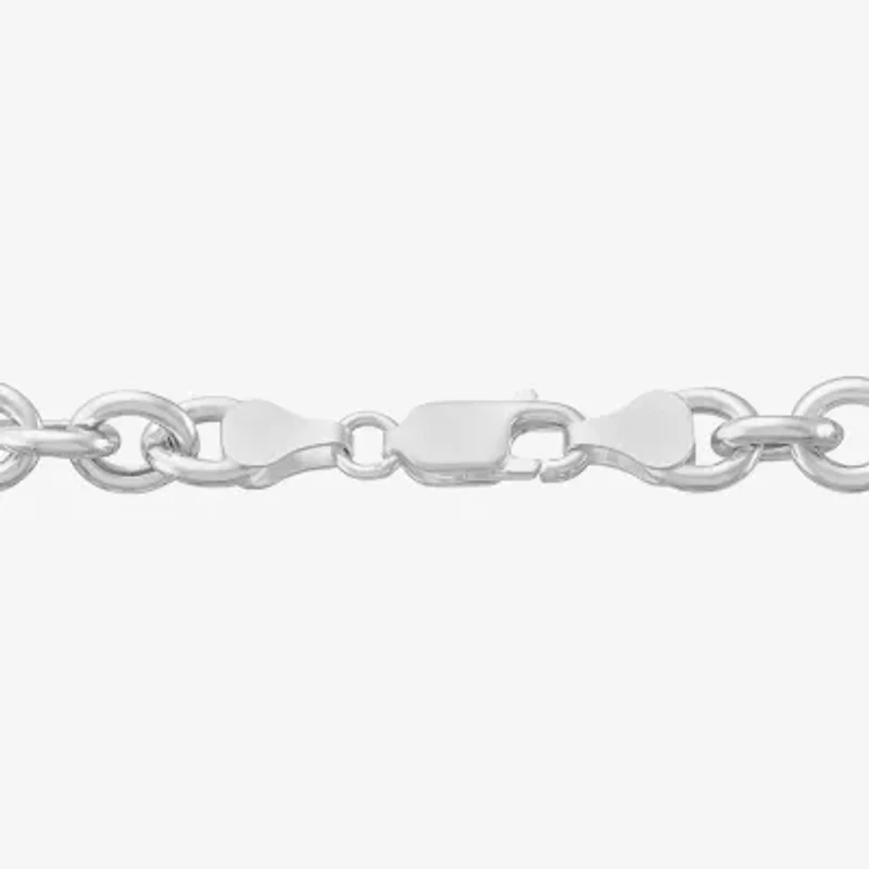 Made in Italy Womens Sterling Silver 7.5 Inch Hollow Chain Bracelet