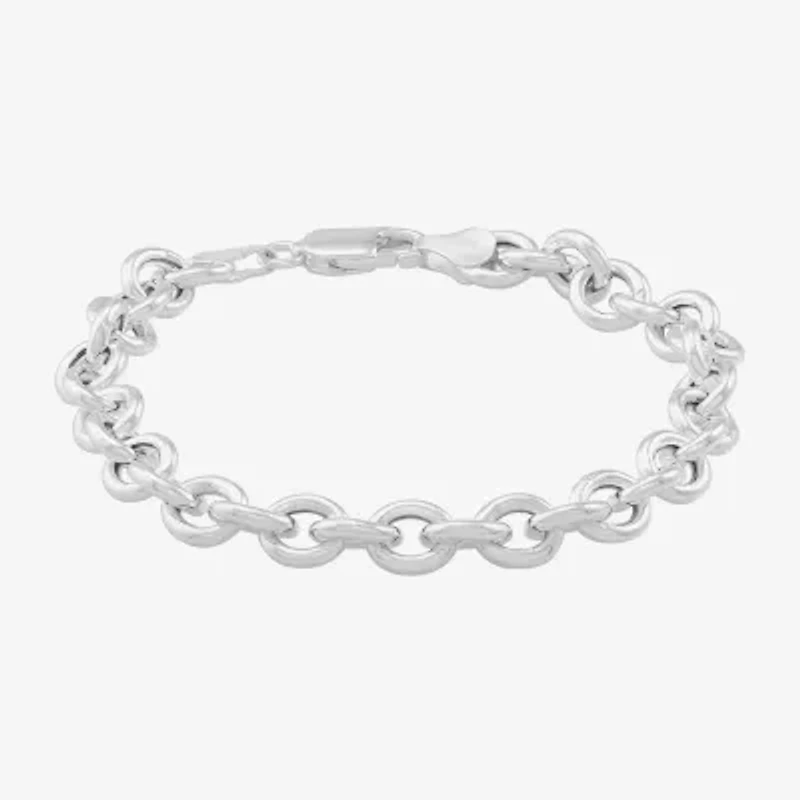 Made in Italy Womens Sterling Silver 7.5 Inch Hollow Chain Bracelet