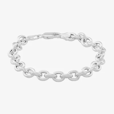 Made in Italy Womens Sterling Silver 7.5 Inch Hollow Chain Bracelet