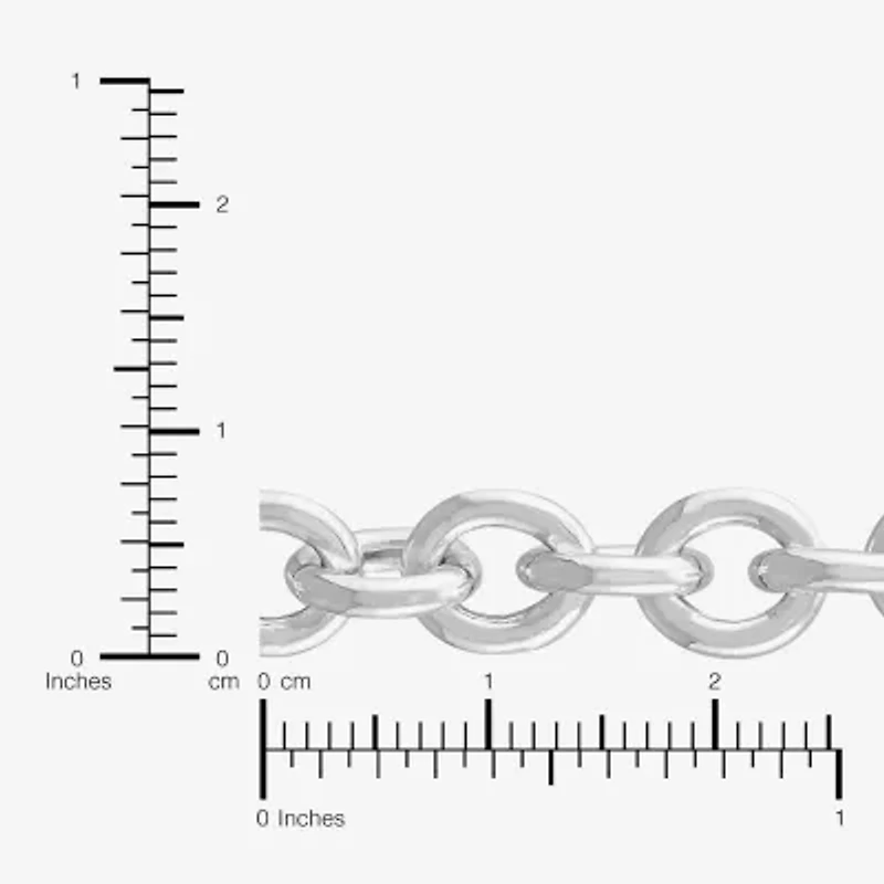 Made in Italy Womens Sterling Silver 7.5 Inch Hollow Chain Bracelet