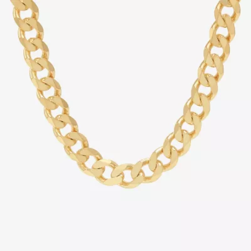 Made in Italy Mens 24K Gold Over Silver Inch Curb Chain Necklace