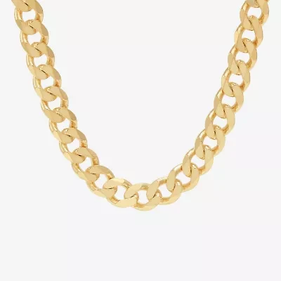 Made in Italy Mens 24K Gold Over Silver Inch Curb Chain Necklace
