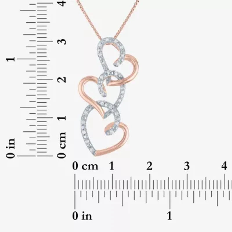 G-H / Si2-I1 Womens 1/10 CT. T.W. Lab Grown White Diamond 14K Rose Gold Over Silver Heart 18 Inch Pendant Necklace