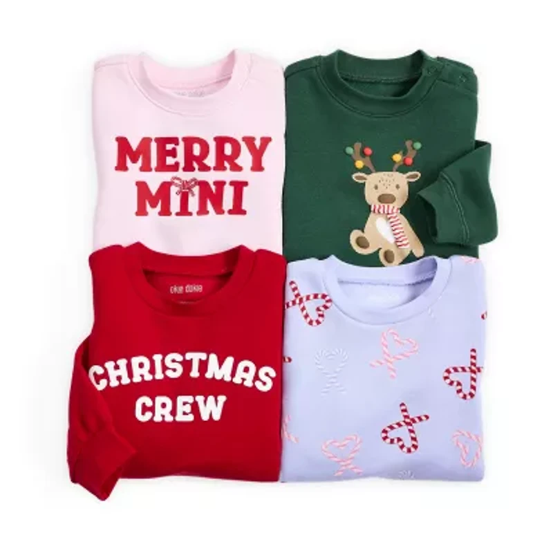 Okie Dokie Baby Boys Round Neck Fleece Long Sleeve Sweatshirt