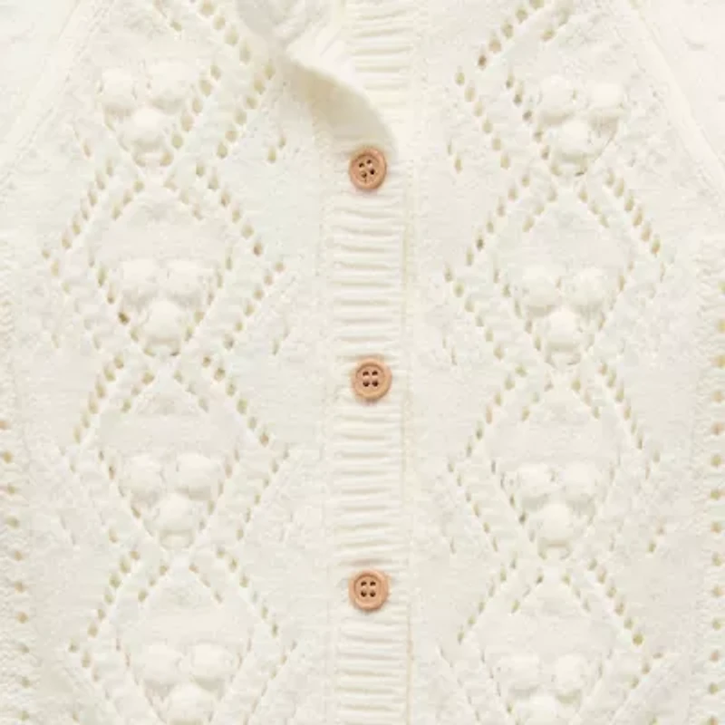 Okie Dokie Baby Girls Crew Neck Long Sleeve Button Cardigan